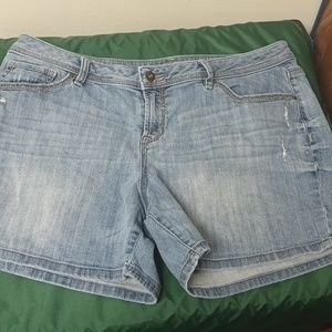 Women's slightly distressed jean shorts